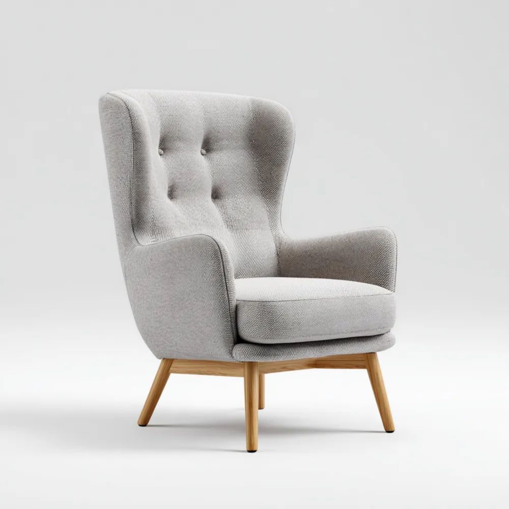 Poltrona imbottita in tessuto 85x90x100 cm - Grigio Chiaro - Design moderno-Aestorano