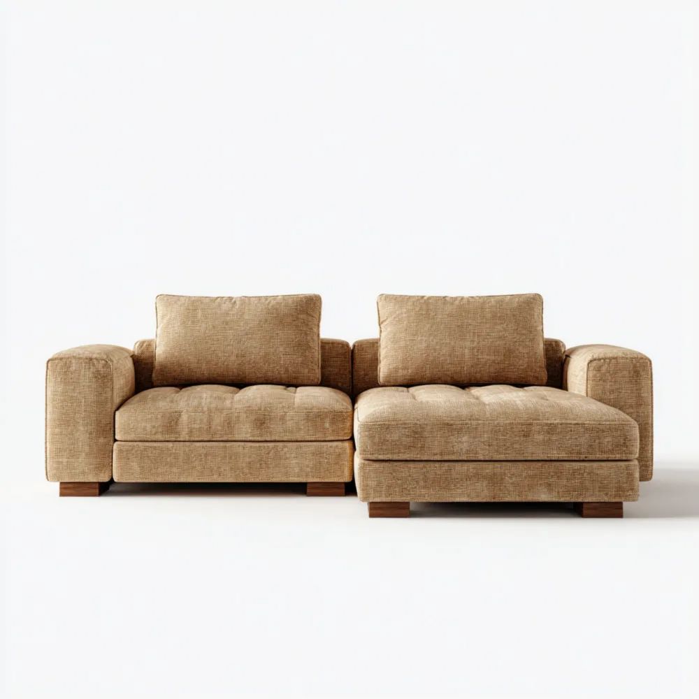 Divano angolare in tessuto 200x150x85 cm - Beige - Design moderno-Aestorano