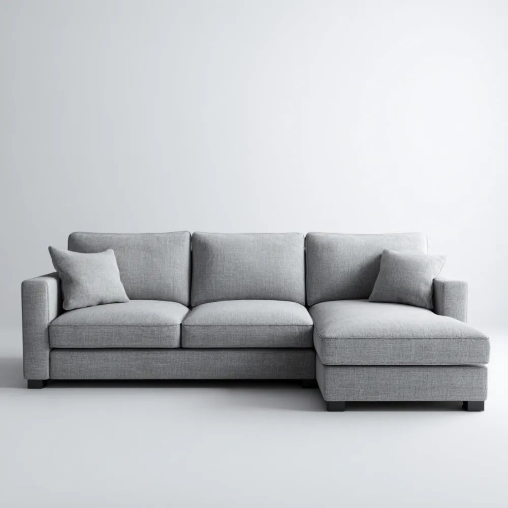 Divano angolare in tessuto 305x170x85 cm - Grigio - Design moderno-Aestorano