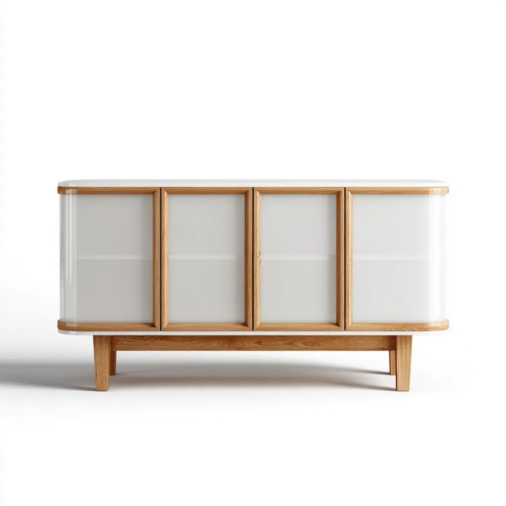Credenza Legno Massello Bianco 120x40x80 cm - Design Moderno-Aestorano