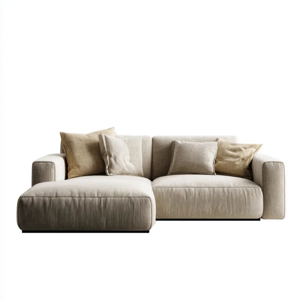 Divano angolare in tessuto 220x150x85 cm - Beige - Design Moderno-Aestorano