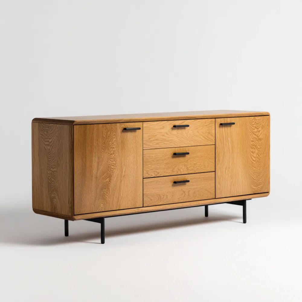 Credenza in Legno di Rovere Massello 150x45x75 cm - Design Moderno-Aestorano