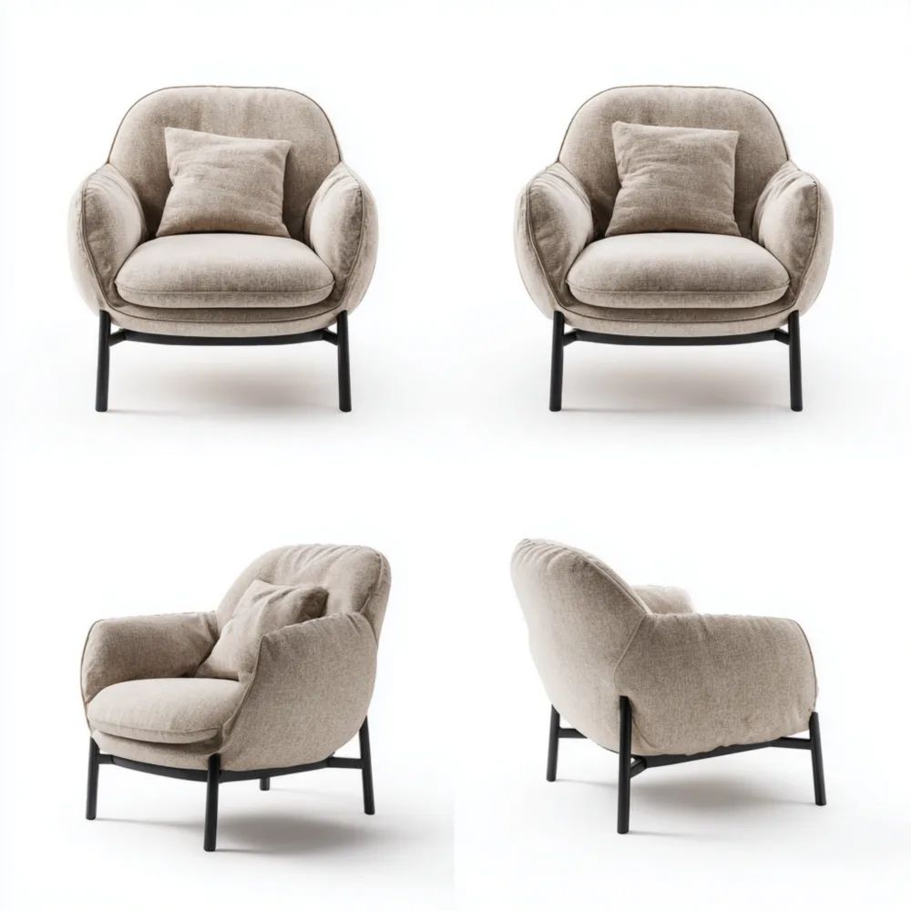 Poltrona imbottita 70x75x80 cm – Beige – Design moderno-Clayoriva