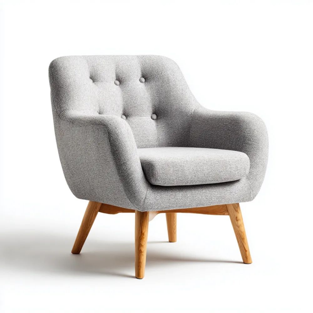 Poltrona Imbottita Tessuto 80x85x78 cm – Grigio Chiaro – Design Moderno-Clayoriva