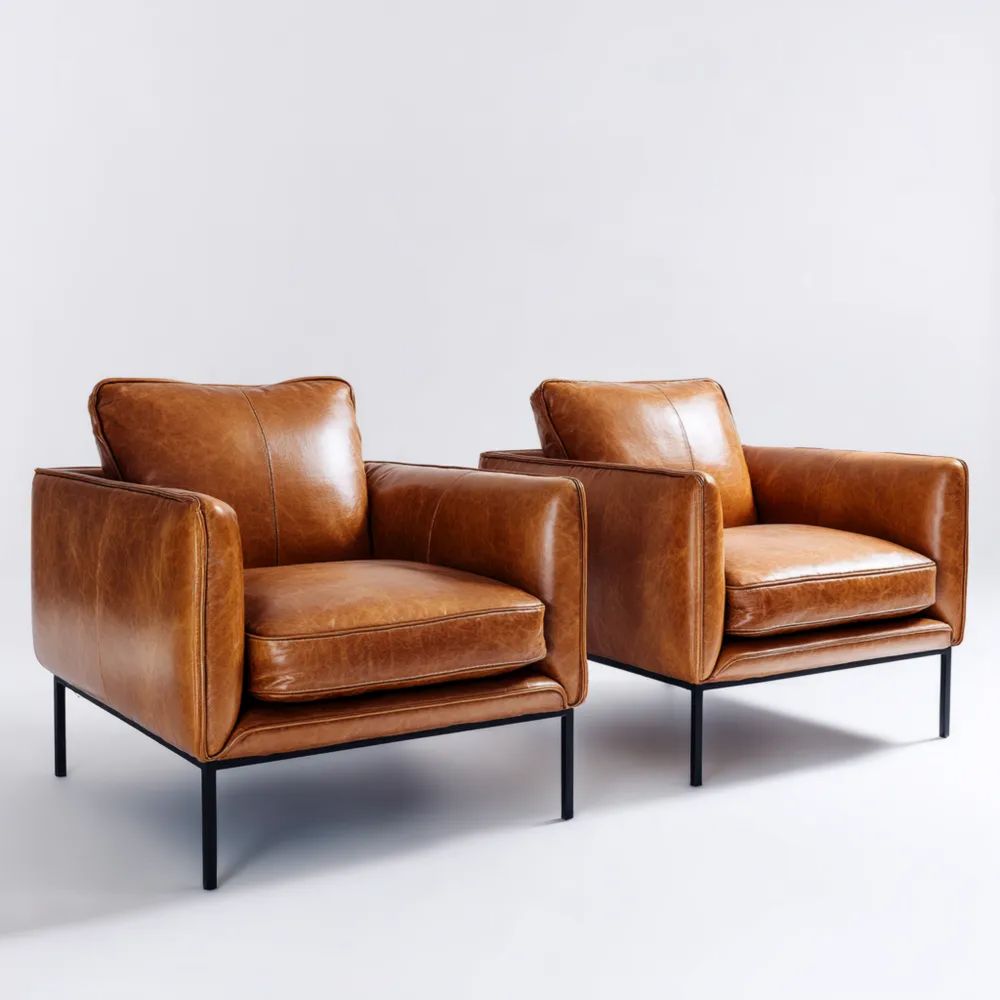 Poltrone in Pelle 75x80x70 cm Marrone - Design Moderno-Clayoriva