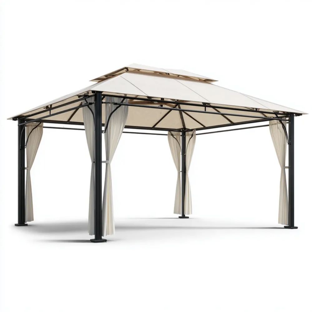 Pergola da Giardino in Metallo 300x300x250 cm - Beige Moderna-Clayoriva