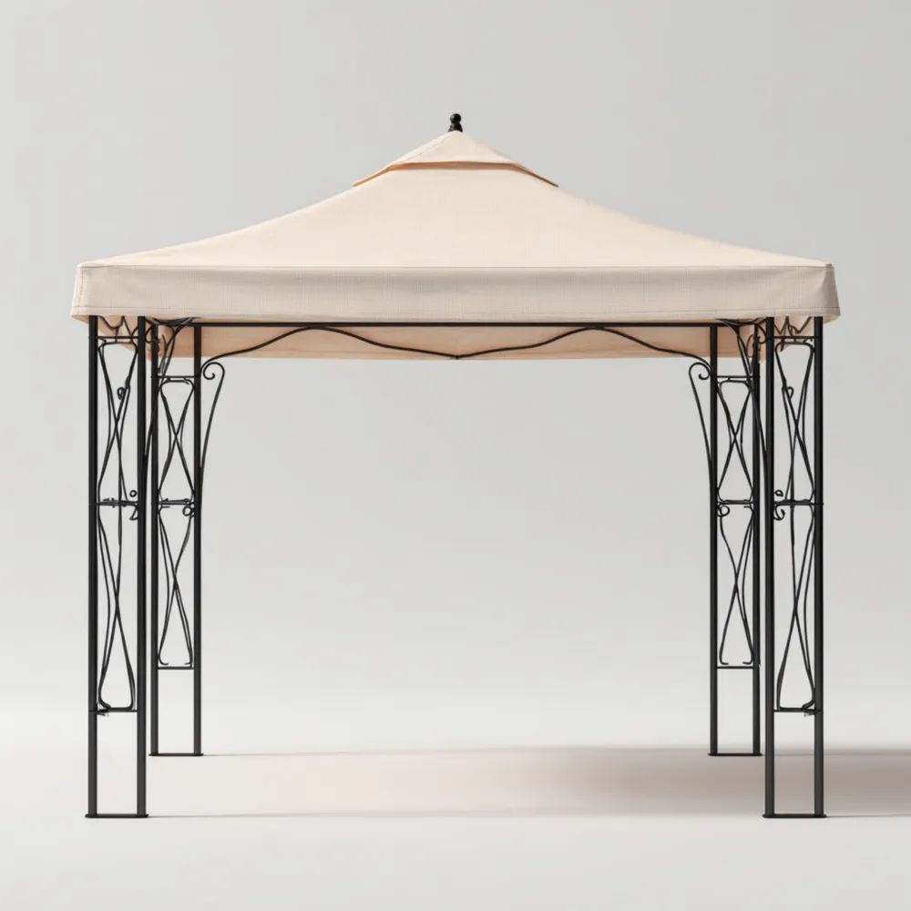 Gazebo da Giardino in Metallo 300x300x260 cm – Beige – Design Elegante-Clayoriva