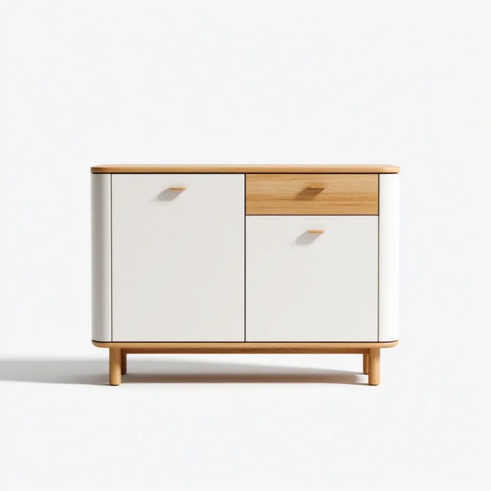 Credenza in legno e MDF 90x40x75 cm – Bianco/Naturale – Design contemporaneo-Clayoriva