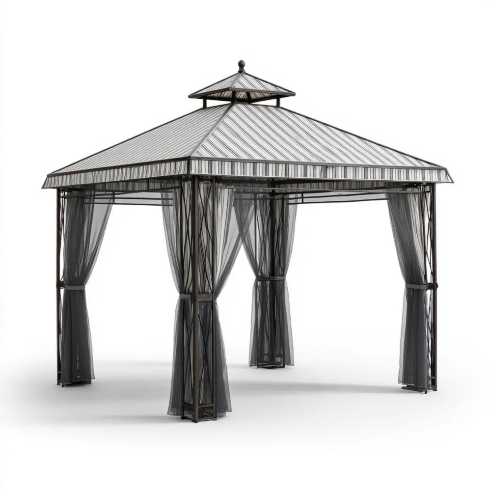 Gazebo in Metallo 300x300x250 cm con Telaio Resistente - Grigio Scuro - Design Moderno-Clayoriva