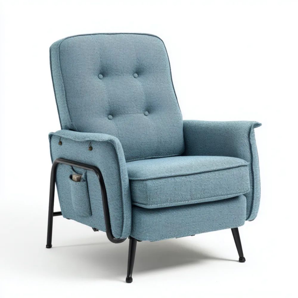 Poltrona Reclinabile in Tessuto 75x85x90 cm - Blu-Clayoriva