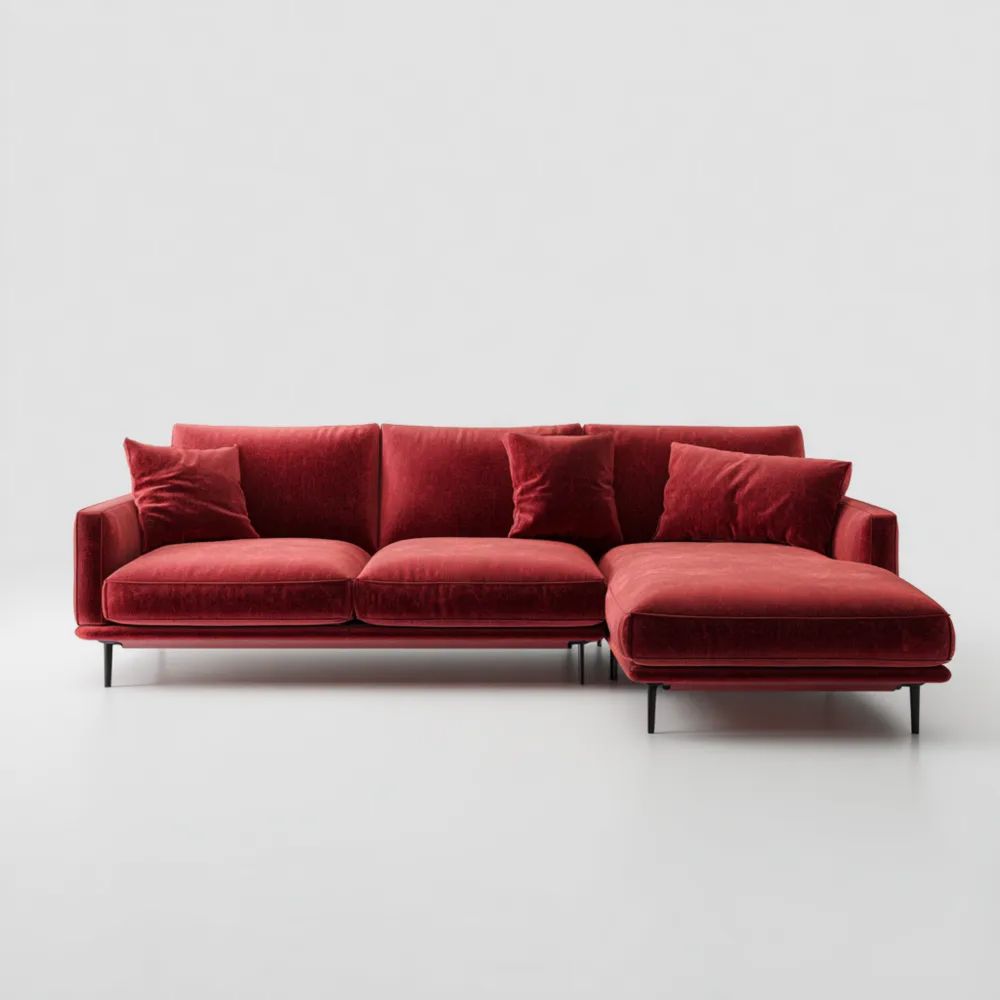 Divano angolare in tessuto 290x170x85 cm - Rosso - Design moderno-Clayoriva