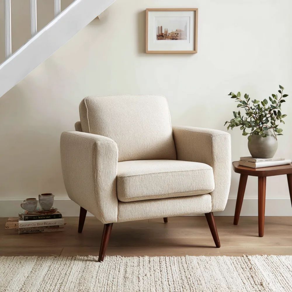 Poltrona in Tessuto 85x90x78 cm - Beige - Design Moderno-Clayoriva