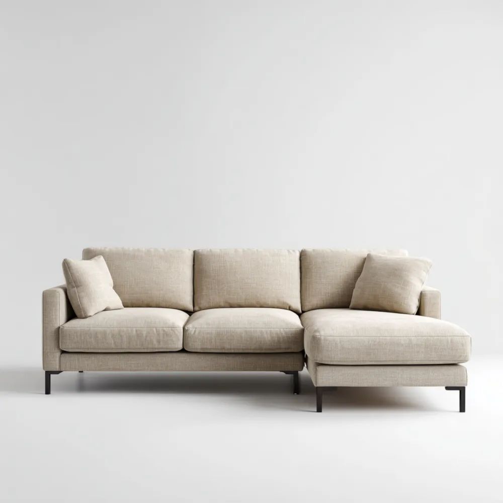 Divano angolare in tessuto 280x160x85 cm - Beige - Design moderno-Clayoriva