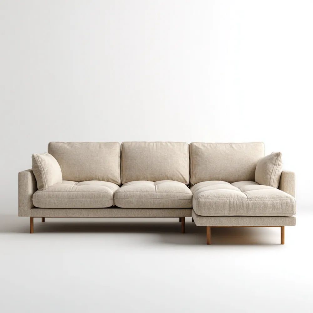 Divano angolare in tessuto 270x160x85 cm - Beige - Design moderno-Clayoriva