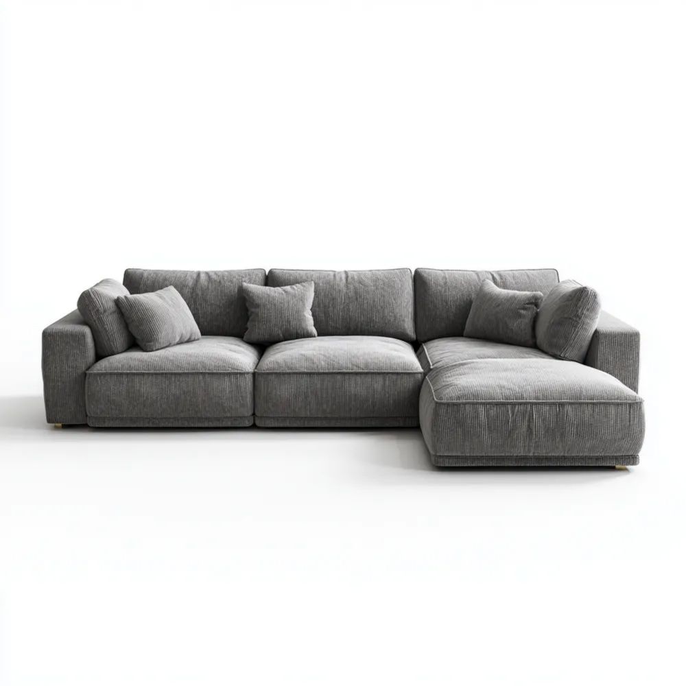 Divano angolare 290x200x85 cm - Grigio - Design moderno-Clayoriva