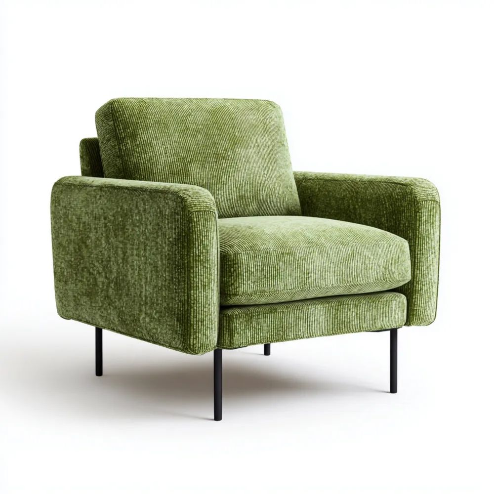 Poltrona in velluto 85x90x80 cm - Verde oliva - Design moderno-Clayoriva