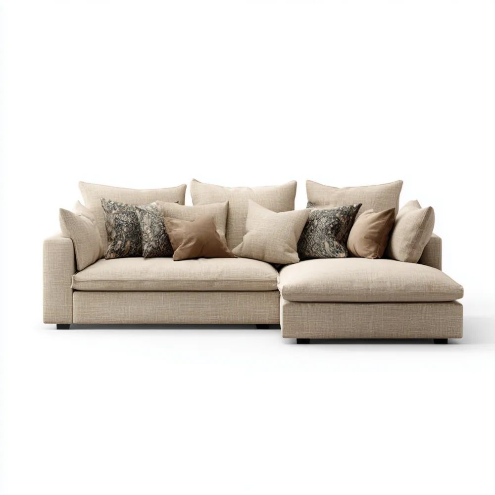 Divano angolare in tessuto 285x160x85 cm – Beige – Design moderno-Clayoriva