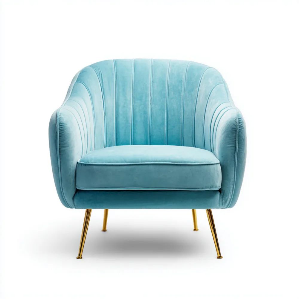 Poltrona in Velluto 80x70x85 cm - Azzurro-Aurarino