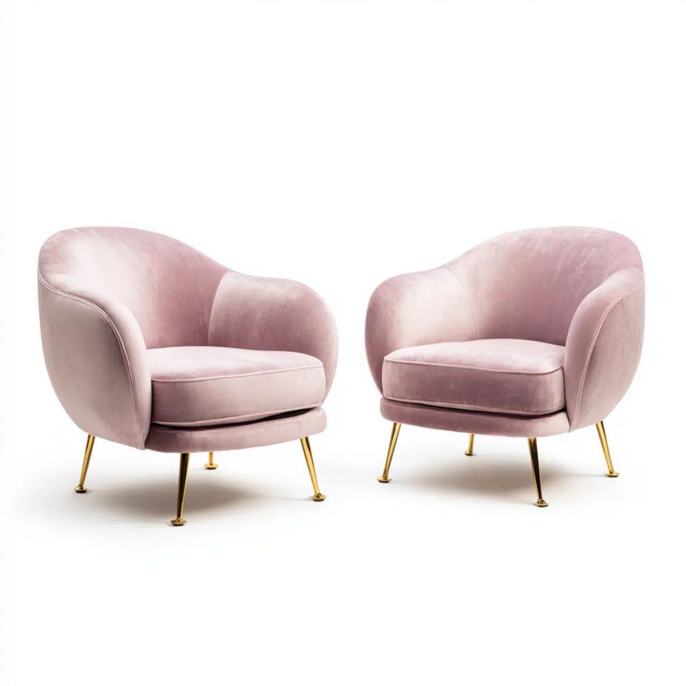 Poltrone imbottite in velluto Rosa 85x80x75 cm - design moderno-Aurarino