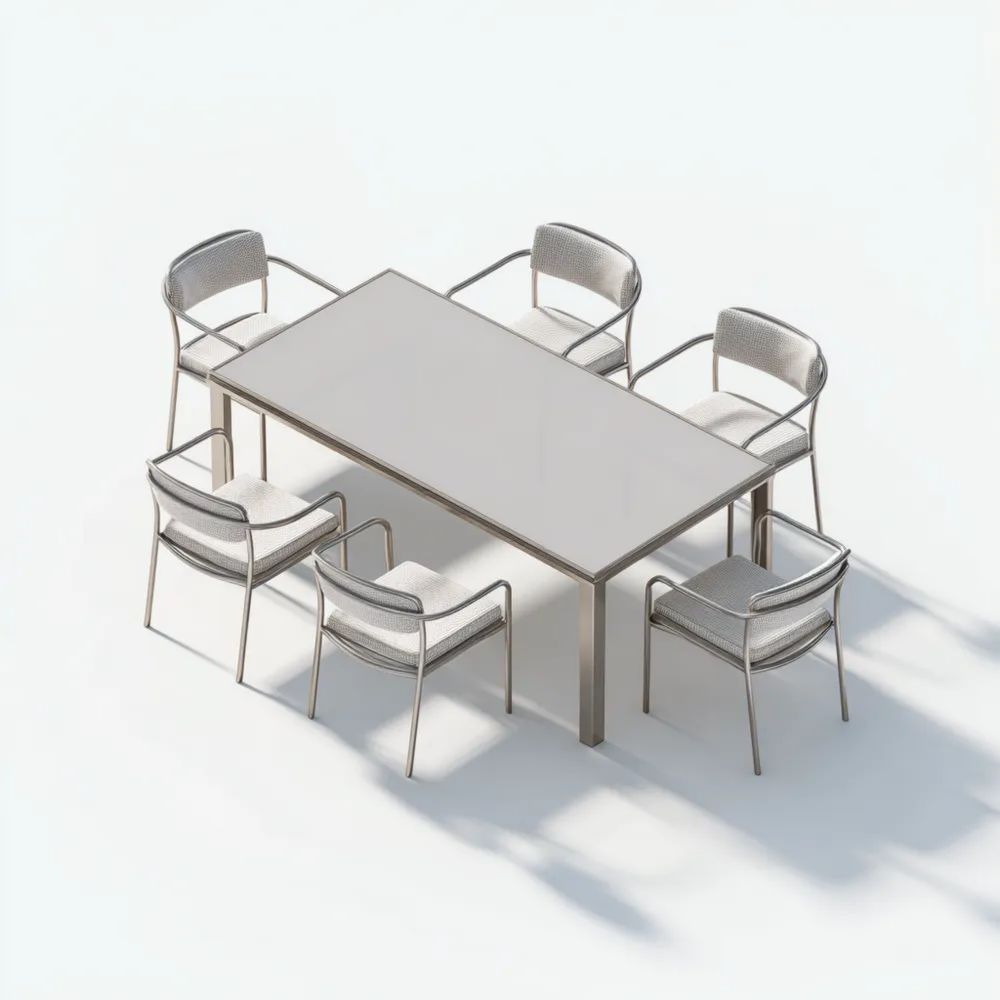 Set tavolo e sedie da esterno in metallo e vetro 150x90x75 cm - Grigio-Aurarino