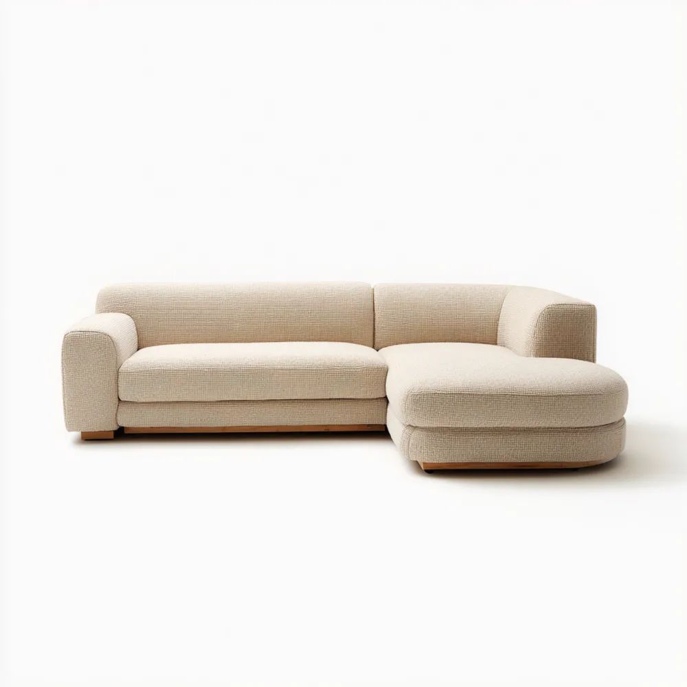 Divano angolare in tessuto 280x180x85 cm - Beige - Design moderno-Aurarino