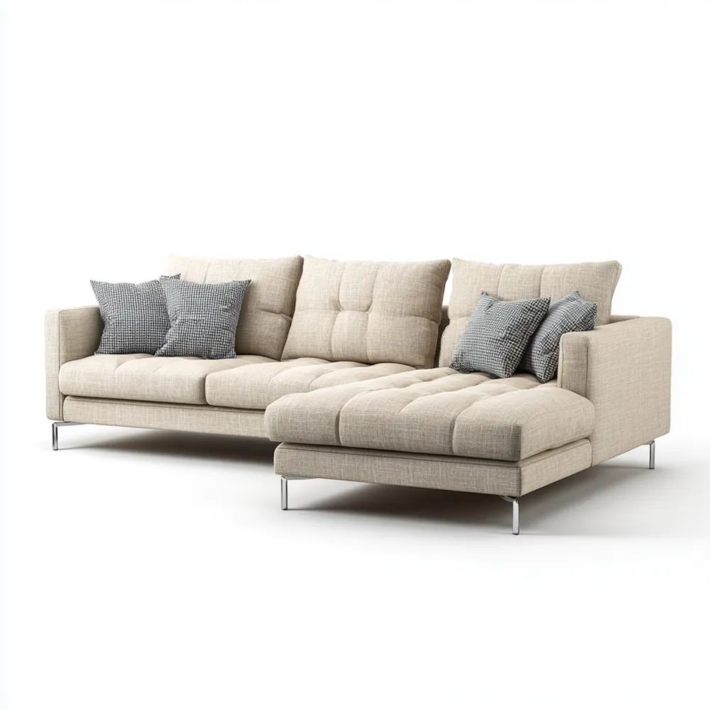 Divano angolare in tessuto 250x150x85 cm – Beige – Design elegante-Aurarino