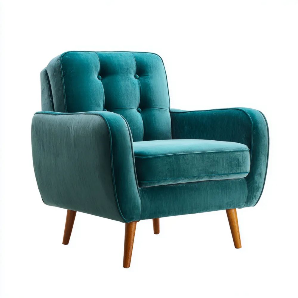 Poltrona in velluto 85x86x84 cm - Verde - Design vintage-Aurarino