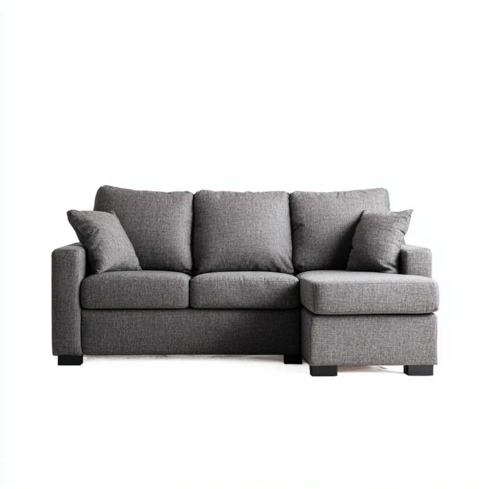 Divano angolare in tessuto 200x150x85 cm – Grigio Scuro-Aurarino