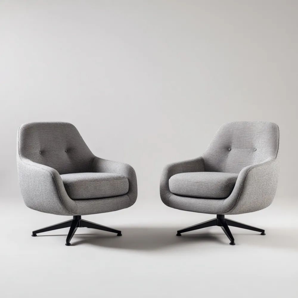 Poltrone Girevoli in Tessuto 70x75x85 cm – Grigio – Design Moderno-Aurarino