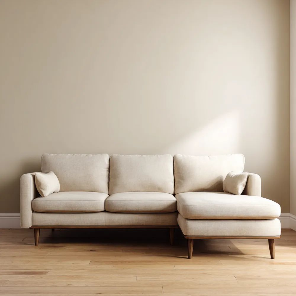 Divano angolare in tessuto Beige 250x150x85 cm moderno-Aurarino