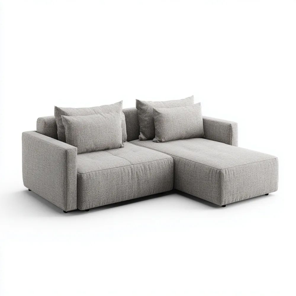 Divano angolare in tessuto 200x150x85 cm - Grigio chiaro - Design moderno-Aurarino