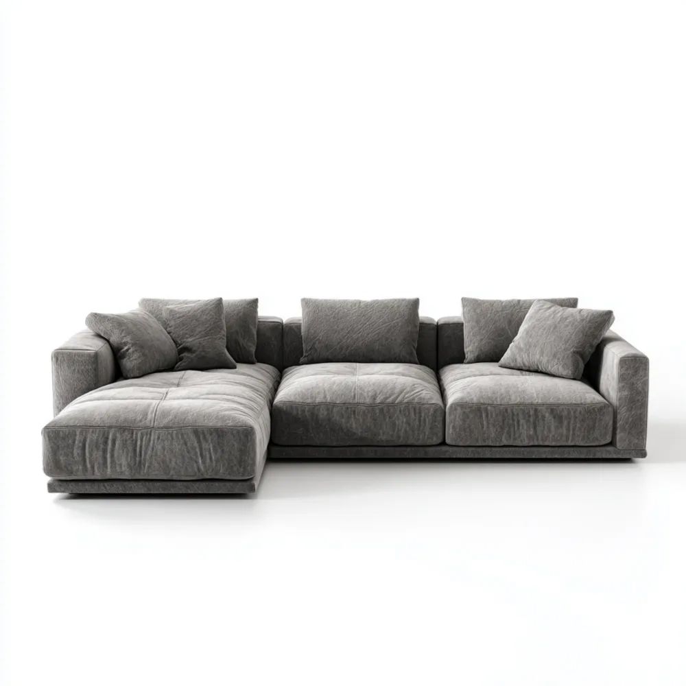 Divano angolare in tessuto 300x95x85 cm – Grigio – Design moderno-Aurarino