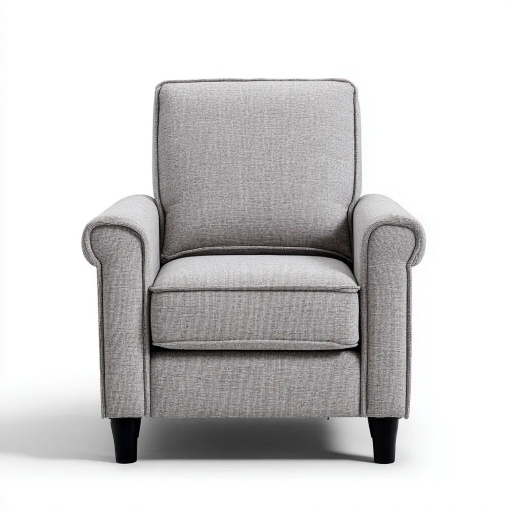 Poltrona imbottita in tessuto 80x85x90 cm – Grigio chiaro – Design classico-Aurarino