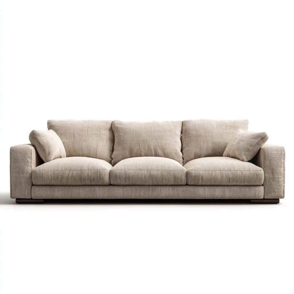 Divano a tre posti in tessuto 220x95x90 cm – Beige – Design Moderno-Aurarino