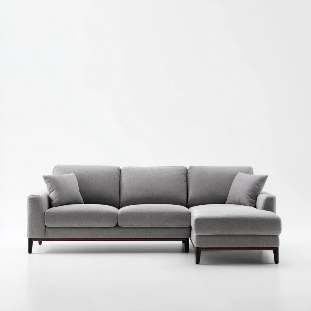 Divano angolare in tessuto 250x90x80 cm - Grigio - Design moderno-Aurarino