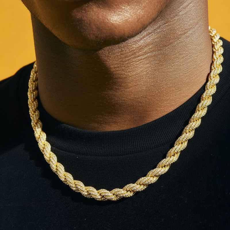 9mm Iced Out Rope Chain