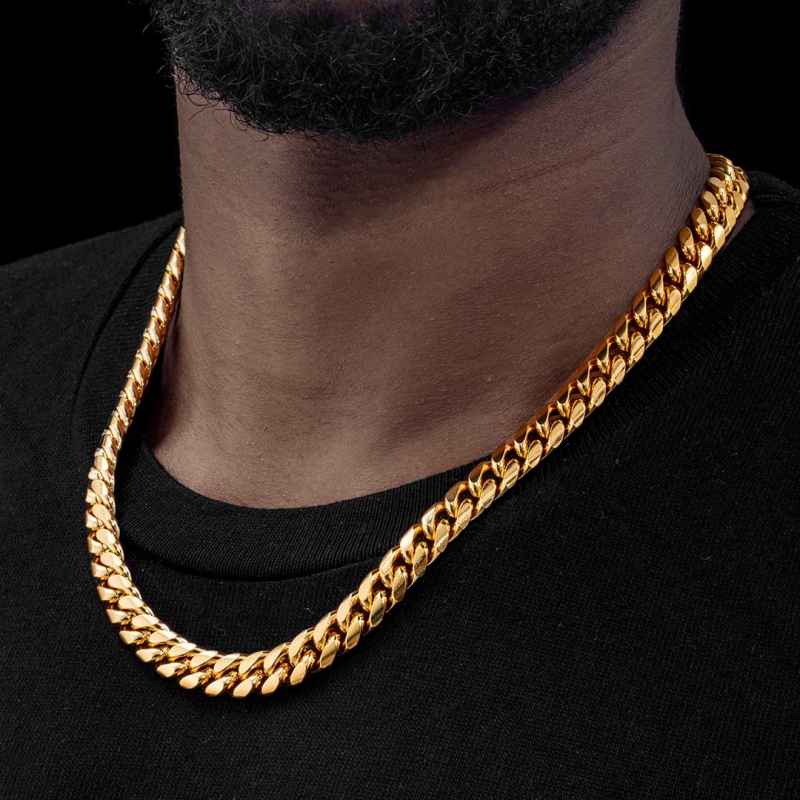 14mm Stainless Steel Miami Cuban Chain in Gold