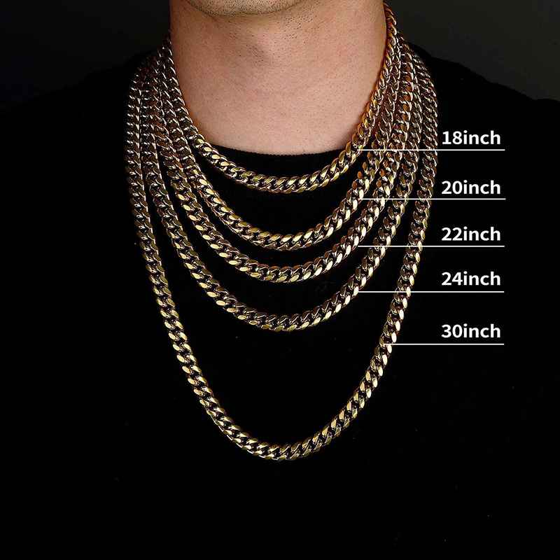 14mm Stainless Steel Miami Cuban Chain in Gold