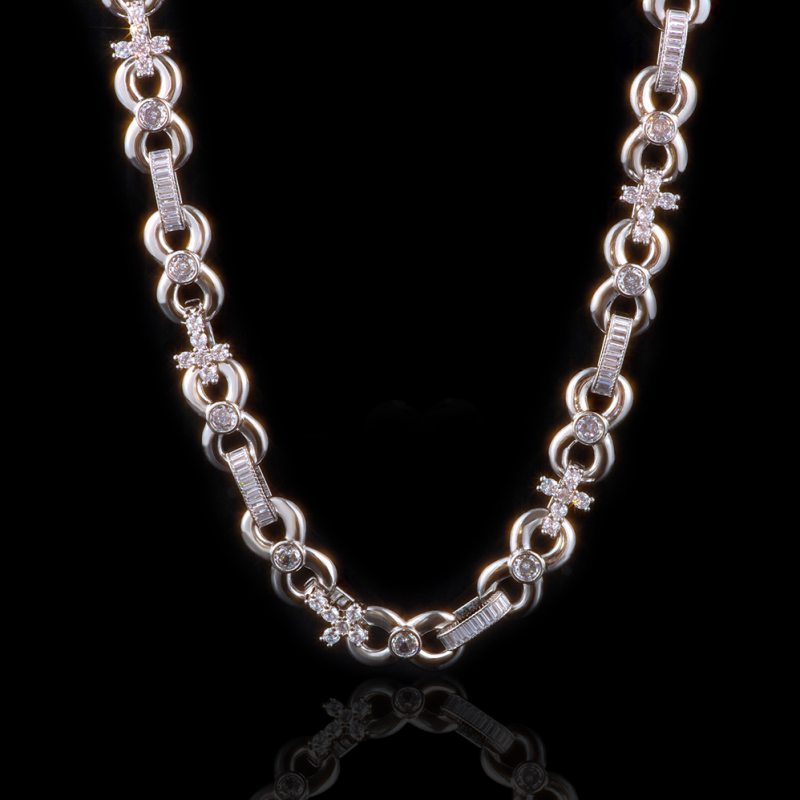  12mm Baguette Cut Infinite Cross Chain