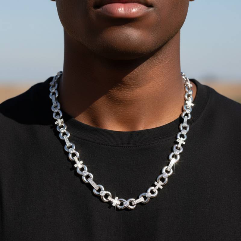 12mm Baguette Cut Infinite Cross Chain