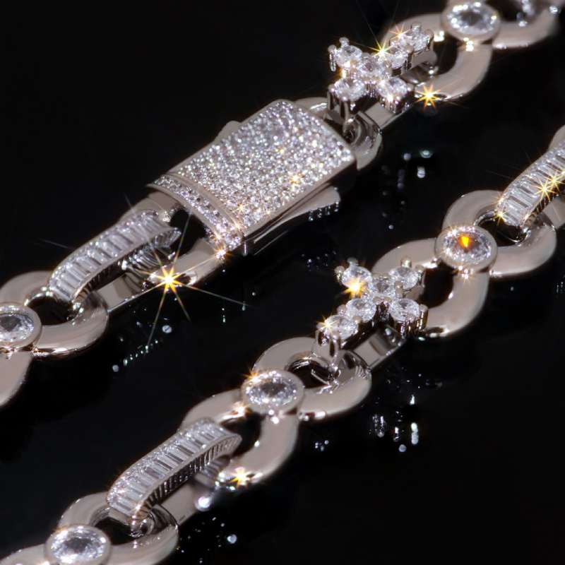  12mm Baguette Cut Infinite Cross Chain