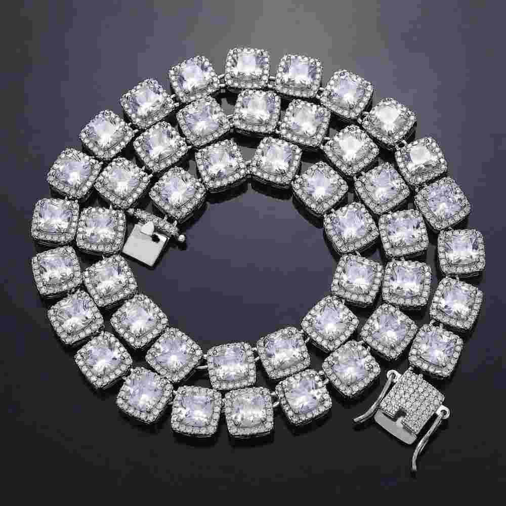 10mm Clustered Tennis Chain in White Gold