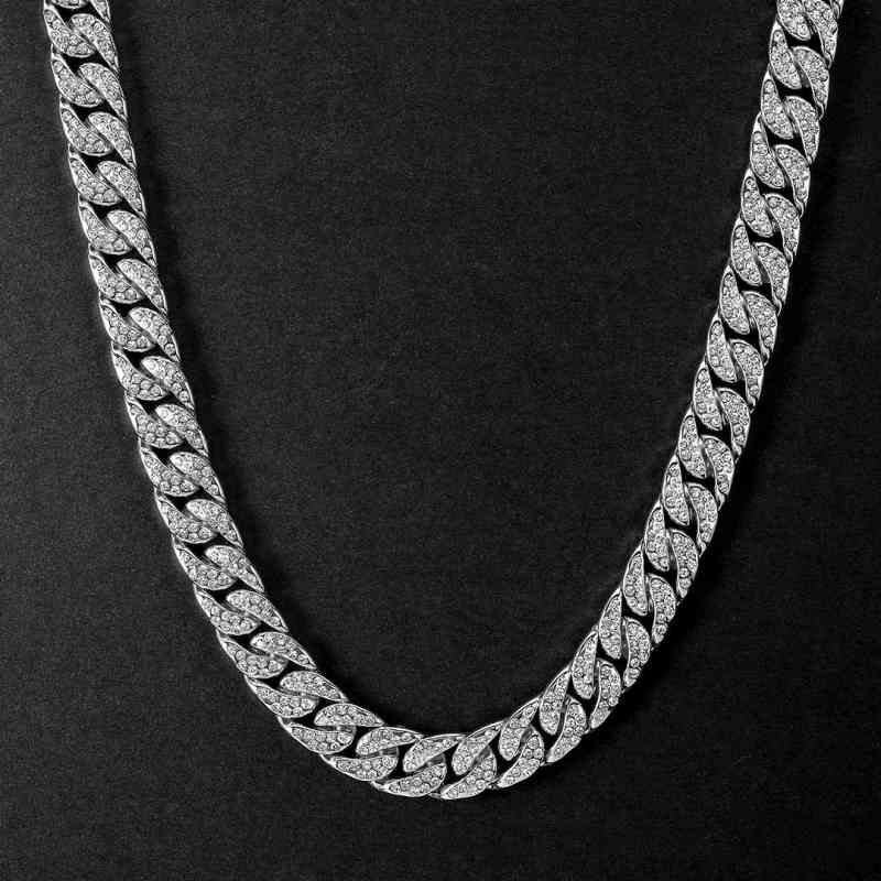 18K White Gold 13mm Cuban Chain