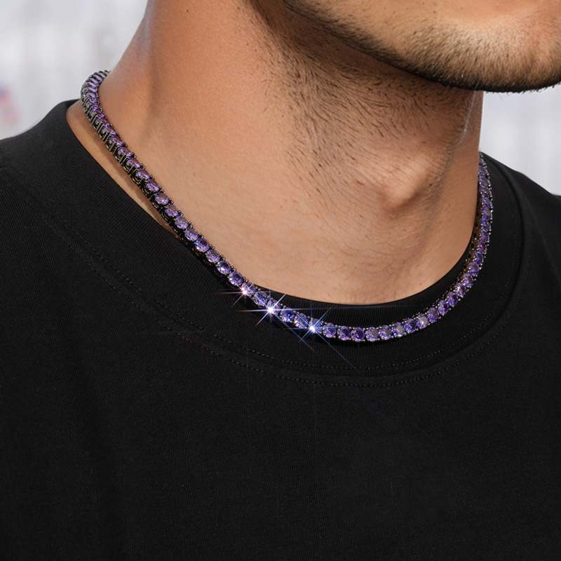 Purple 5mm Tennis Chain in Black Gold