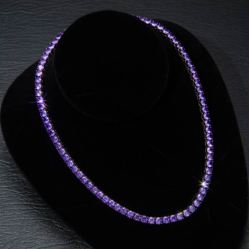 Purple 5mm Tennis Chain in Black Gold