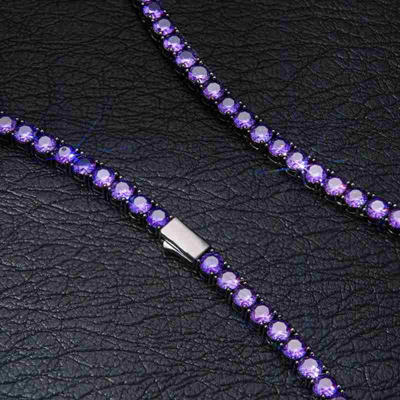 Purple 5mm Tennis Chain in Black Gold