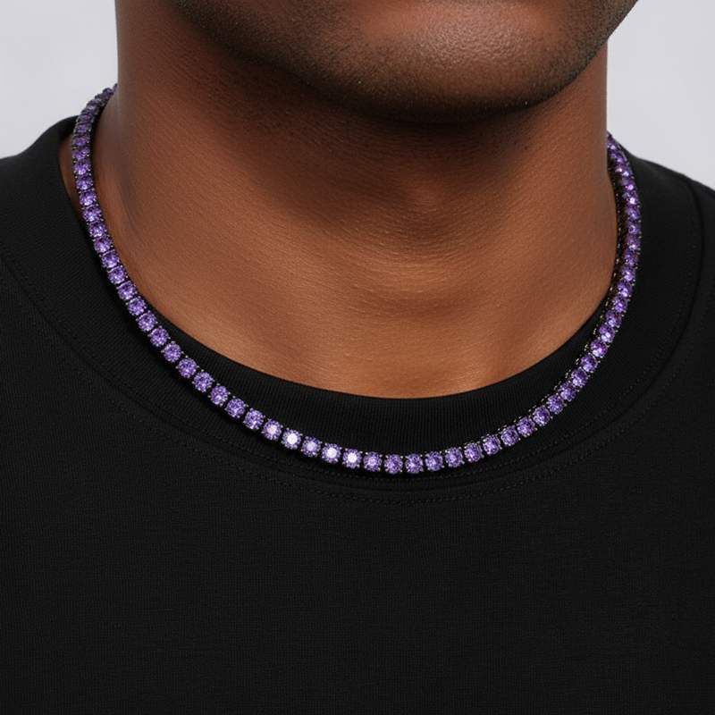 Purple 5mm Tennis Chain in Black Gold