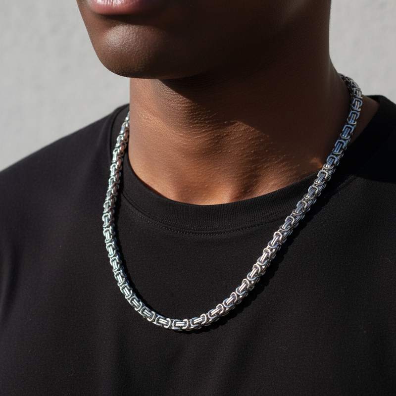 8mm Titanium Steel Byzantine Chain
