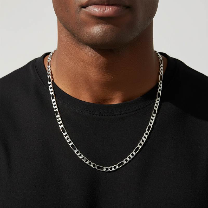 5mm Figaro Solid 925 Sterling Silver Chain