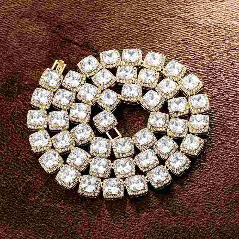 10mm Clustered Tennis Chain in Gold